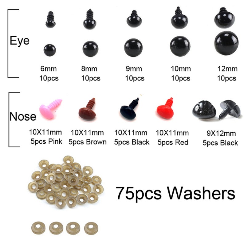 225pcs Plastic Safety Eyes Safety Noses With Washers 2 Box Etsy