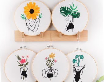 Christmas Gift - Minimalist Beautiful Lady Embroidery Kit - Embroidery Gift - DIY Handmade Embroidery Kit