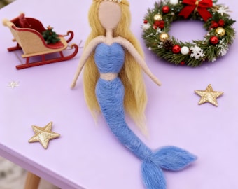 Mermaid Felting Kit for Beginner Fairy Needle Felt Kit Christmas Gift 6inch Length