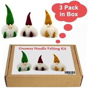 9 Christmas Needle Felting Kits Gift Options for Mom, Grandma Easy for Beginner Craft Kits 3 Sitting Gnomes