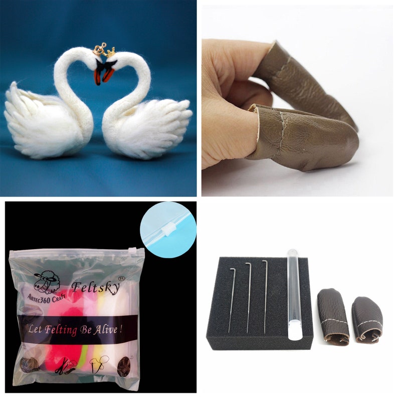 9 Christmas Needle Felting Kits Gift Options for Mom, Grandma Easy for Beginner Craft Kits 2 Swan Felting Kit