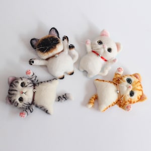 Brooch Cat Needle Felting Kit with Video Instruction for Beginner Christmas Gift for Mom, Grandma