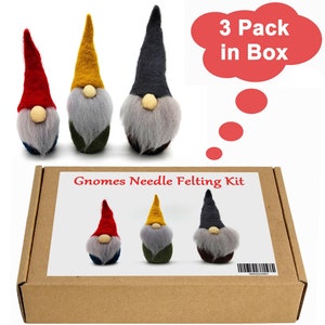 9 Christmas Needle Felting Kits Gift Options for Mom, Grandma Easy for Beginner Craft Kits 3 Standing Gnomes