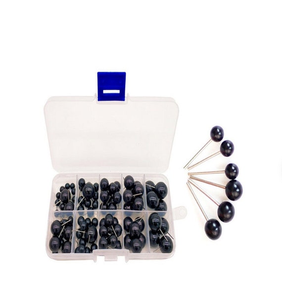100 Pieces Black Safety Eyes on Wire for Craft Doll Decys Sewing Packaged by Grid Box (4/5/6/8/10mm)