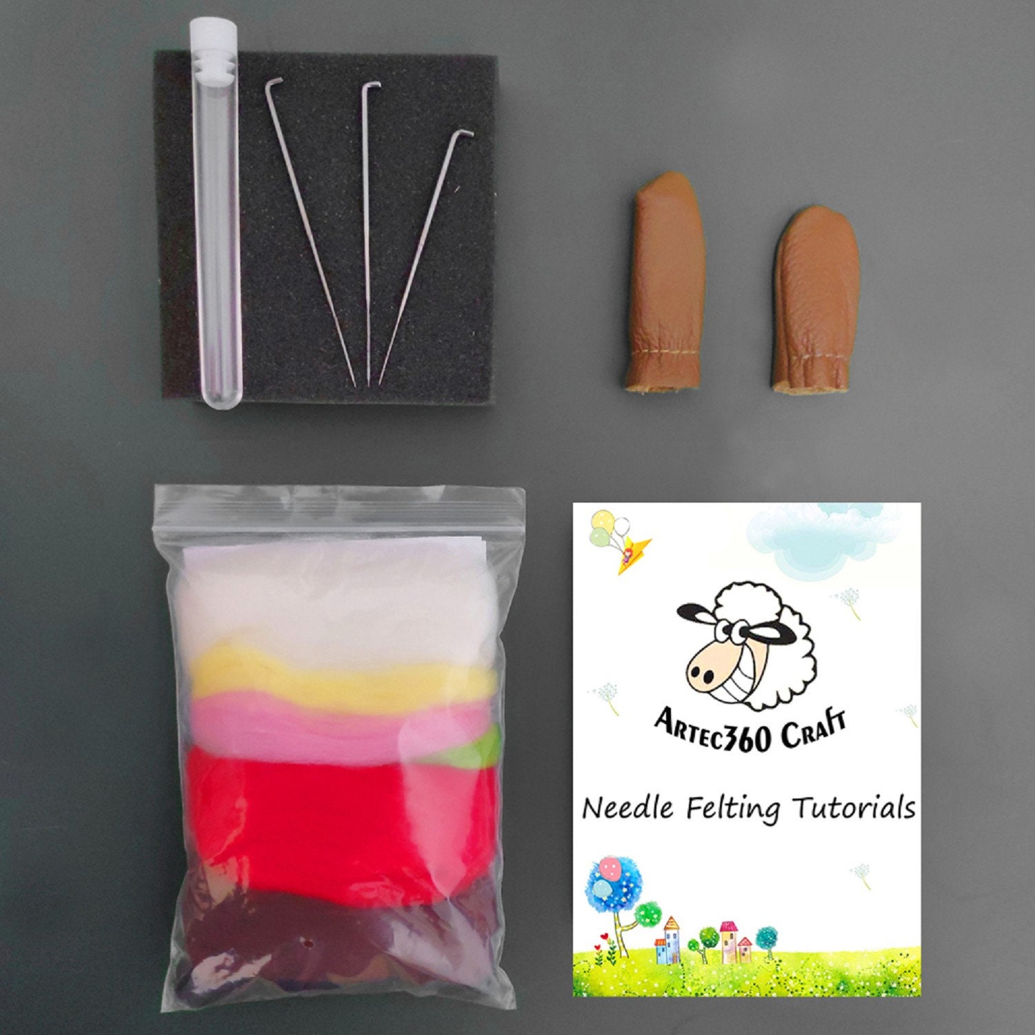 2 Needle Felting Animal Kits, Wool DIY Complete Fiber Art Kits for  Beginners 