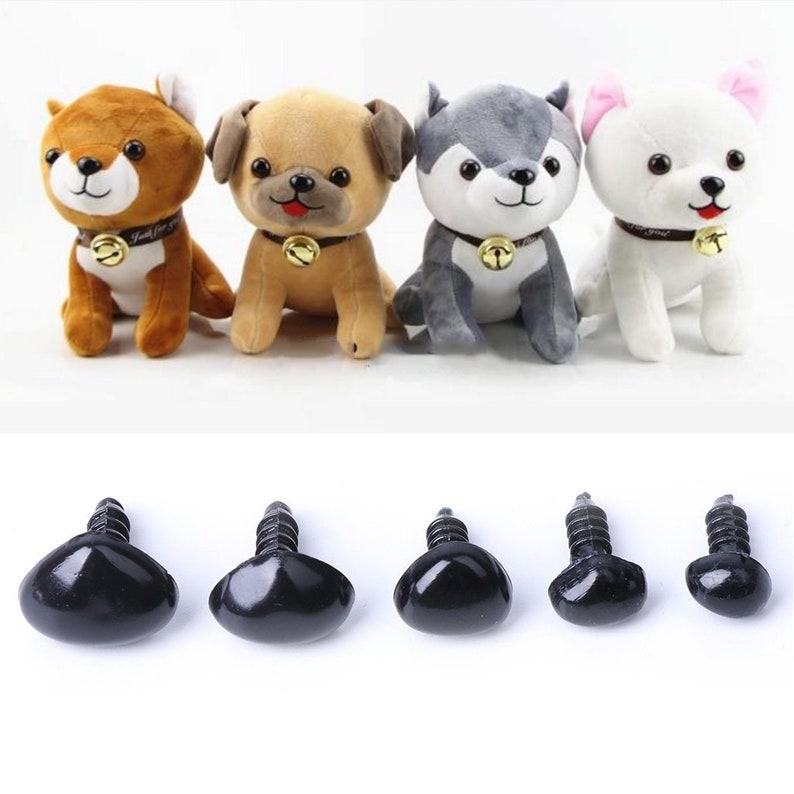 May include: Assortment of black plastic safety eyes with screw backs in various sizes. The eyes are ideal for craft projects, plush toys, and stuffed animals.