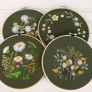 Daisy Embroidery Kits, Embroidery Gift for Mom, Beginner Embroidery Kit English Instruction