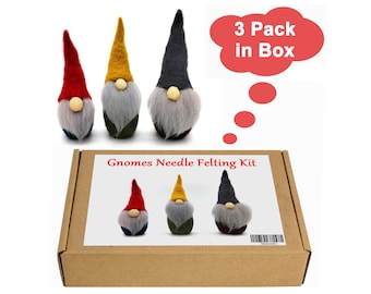 Mother's Day Gnome Needle Felting Kits 4 inch DIY Craft Kit for Beginner Christmas, Birthday Gift