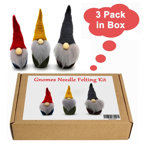 Mother's Day Gnome Needle Felting Kits 4 inch DIY Craft Kit for Beginner Christmas, Birthday Gift