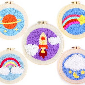 Rainbow/ Mountain Starter Punch Needle Kit DIY Craft Supplies Beginner  Needlepoint Hoop Cross Stitch Birthday Gift 