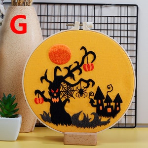 Halloween Embroidery Kit Embroidery Kit for Beginner Handmade Halloween Decor Home Decor DIY Embroidery Kit G