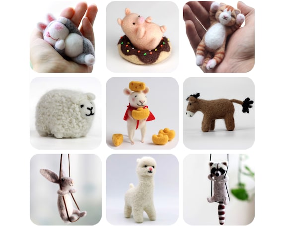 9 Animal Options Needle Felting Kits for Beginners Craft Gift for