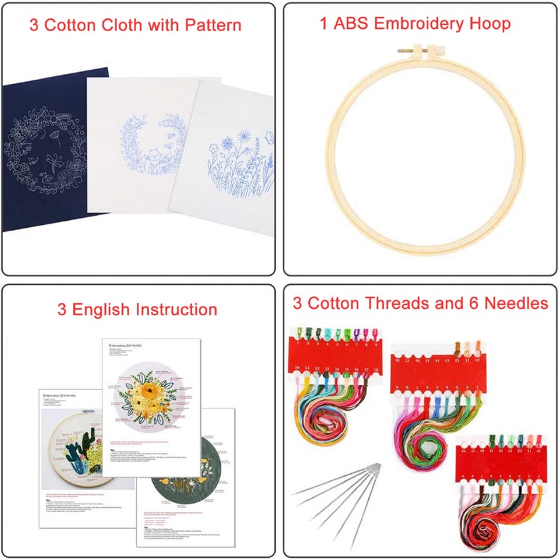 Beginner Embroidery Kits for Adults Flowers and Dragonfly Etsy