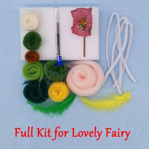 Fairy Needle Felting Kit Gift for Mom Craft Kit Felting Starter Kit with Wool, Felting Mat, Needles and Video Instruction 6inch 15cm image 4