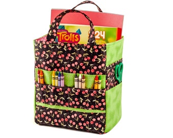 Cherry Kid's Art Tote Bag, Children's Crayon Caddy, Art Organizer, Activity Bag