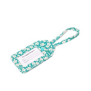 Teal Fabric Luggage Tag, Suitcase Tag for Travel, Large Floral Identification Tag