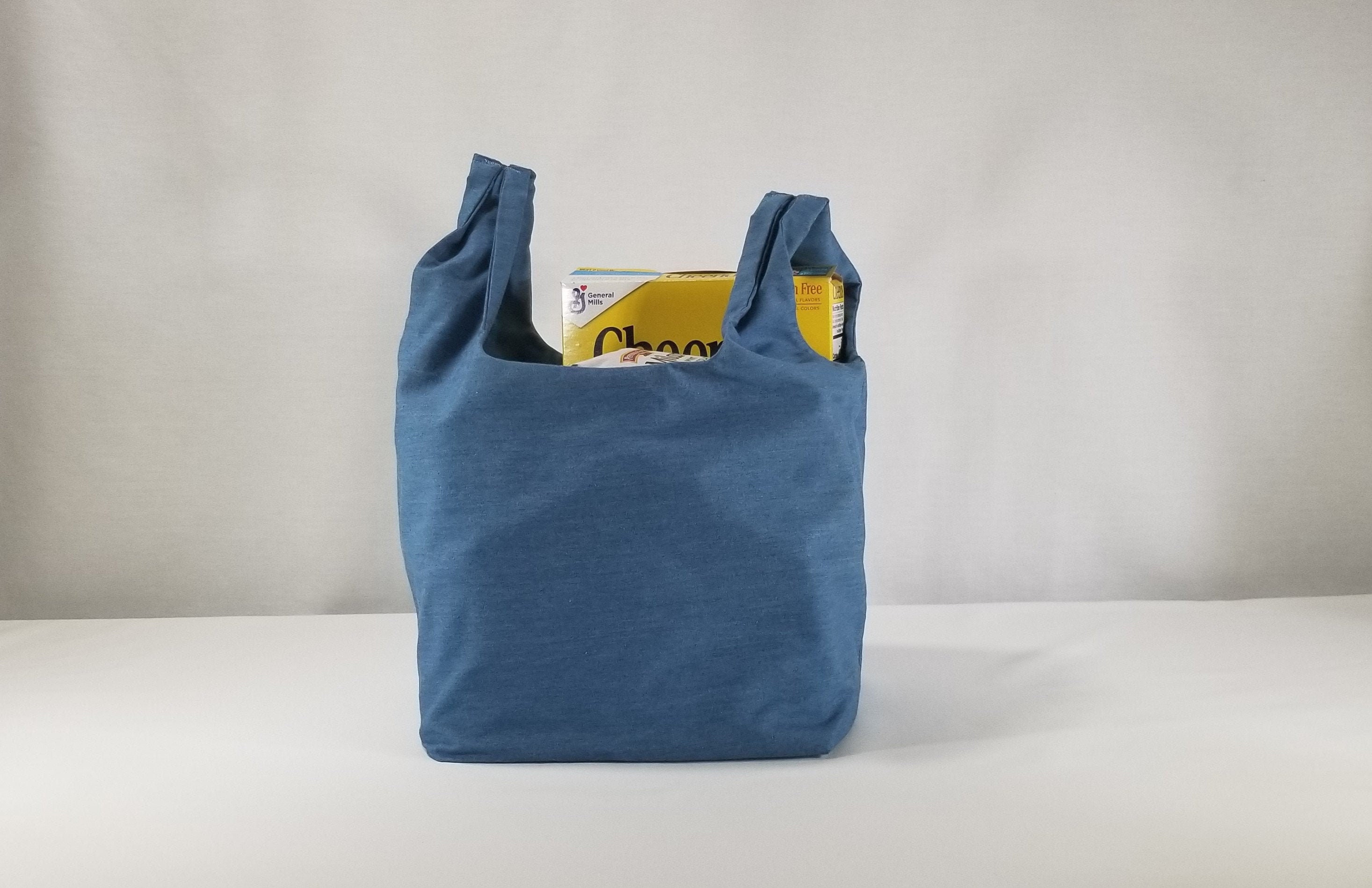 Denim Reusable Grocery Bag Etsy