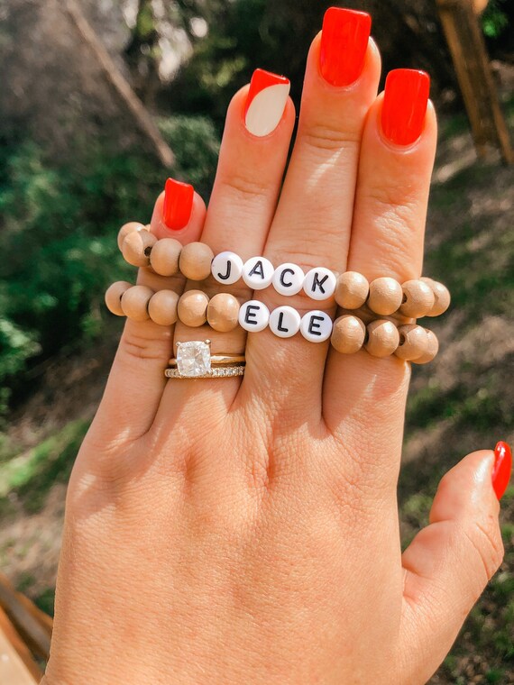 Wooden Name Bracelets Etsy