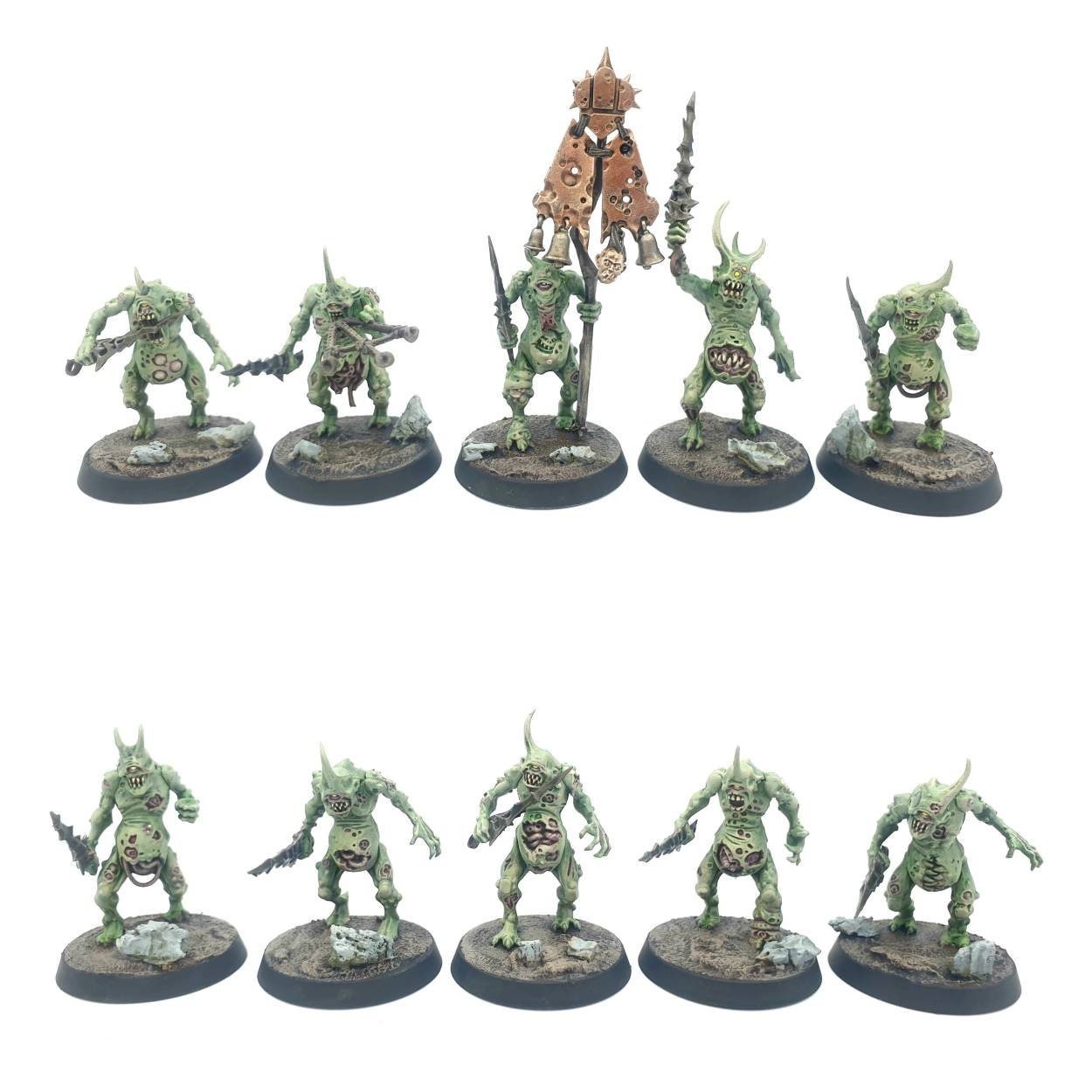 未開封 WARHAMMER Daemons of Nurgle フィギュア Plague Bearers Daemons of Nurgle X 10 Painted Miniatures