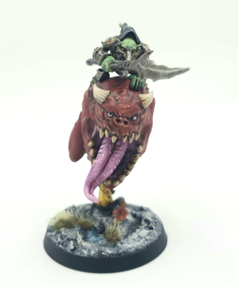 Loonboss on Giant Cave Squig painted miniature model, custom painted Warhammer 40k and Age of Sigmar available to order image 2
