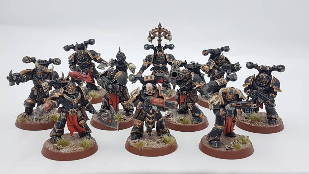 10 x Chaos Space Marine Legionaries bemalte Miniaturen zum Verkauf, Warhammer 40k und Age Sigmar