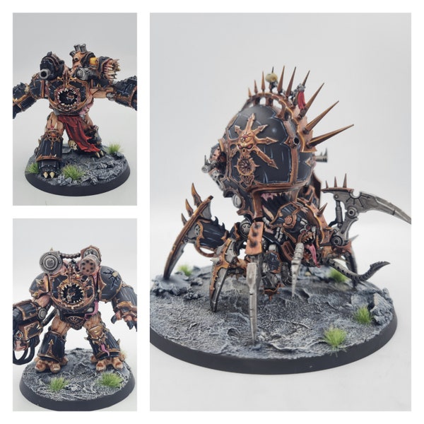 Chaos Warpforged Venomcrawler & Obliterators painted miniatures models custom painted, Warhammer 40k and Age of Sigmar commission