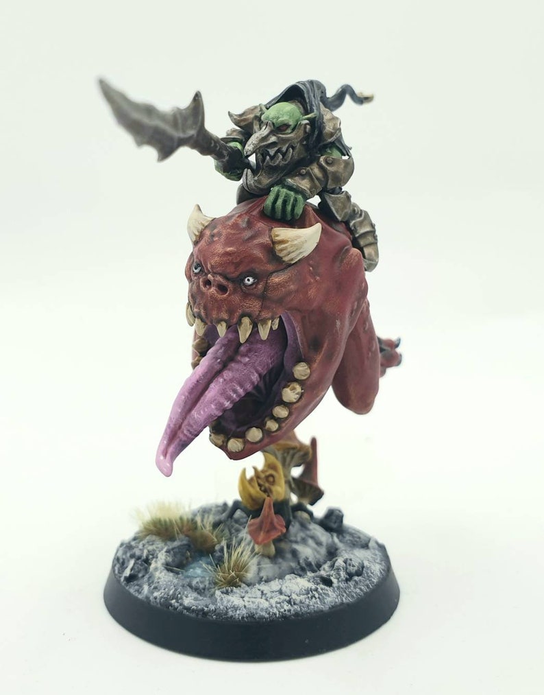 Loonboss on Giant Cave Squig painted miniature model, custom painted Warhammer 40k and Age of Sigmar available to order image 3