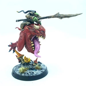 Loonboss on Giant Cave Squig painted miniature model, custom painted Warhammer 40k and Age of Sigmar available to order image 1