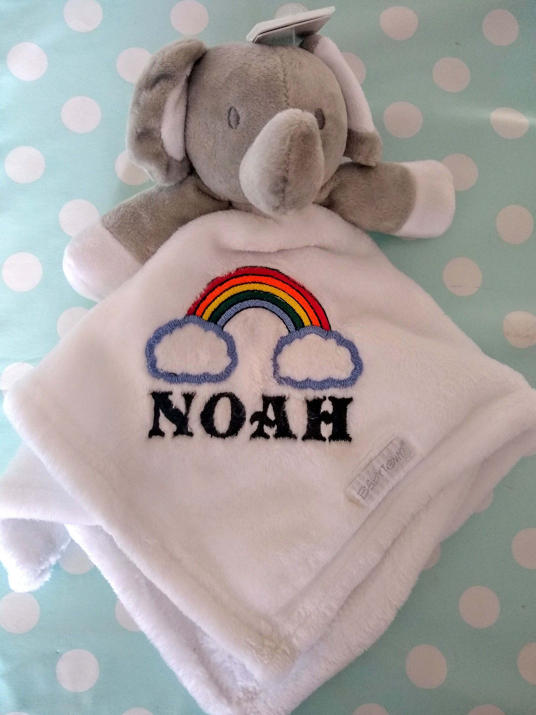 Elephant baby comforter personalised unisex snuggle toy pram Etsy