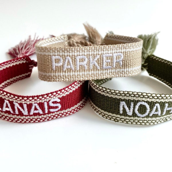 Canvas Personalised Woven Friendship Bracelet. Personalised Gift.
