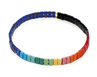 Tile Beaded Japanese Stone Bracelet - VARIOUS COLOURS