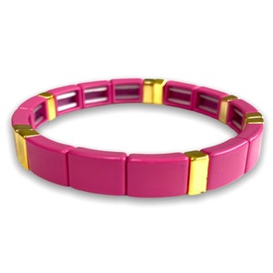 Enamel TILE Bracelet - Pink/Gold Accent