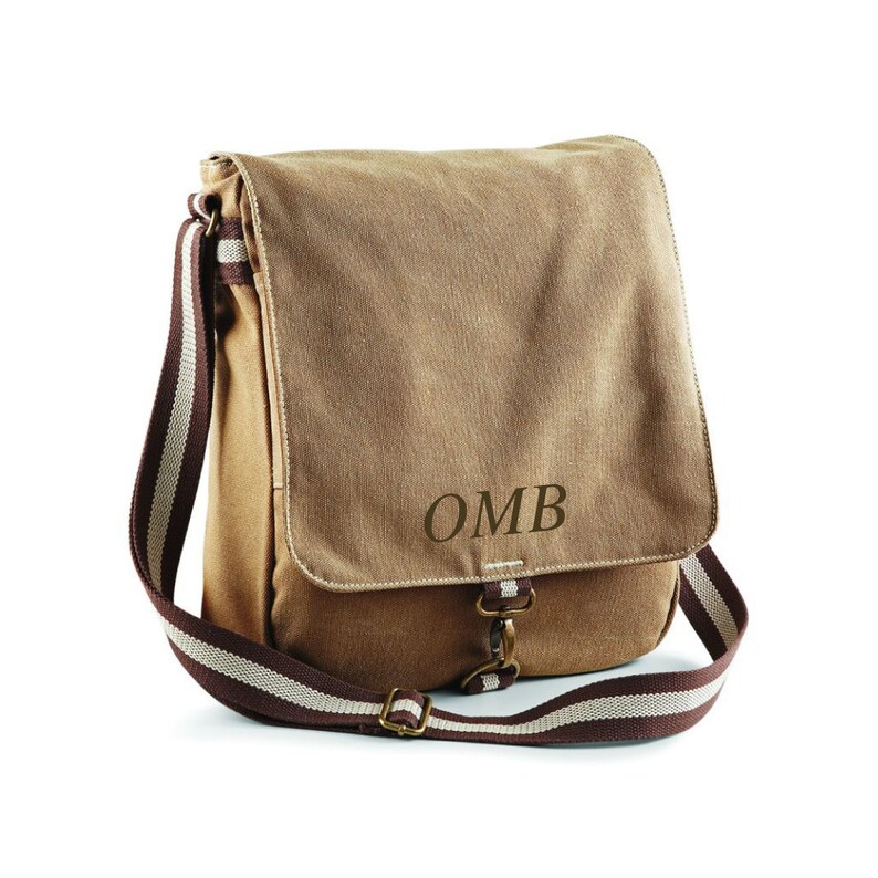Monogrammed Messenger Bag Sand