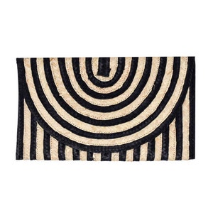 Straw Clutch Purse Black/Natural - Summer Beach Bag Envelope Wallet