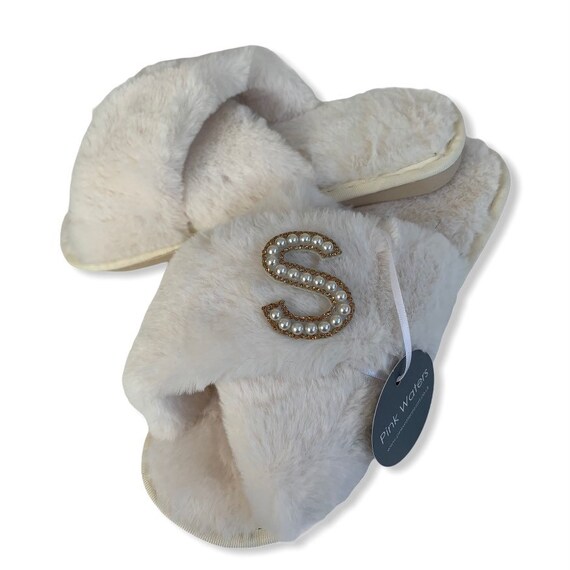 white fluffy mule slippers