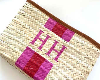 Pochette en paille personnalisée/monogrammée, pochette/sac de soirée/sac de vacances personnalisé - « Barcelona »