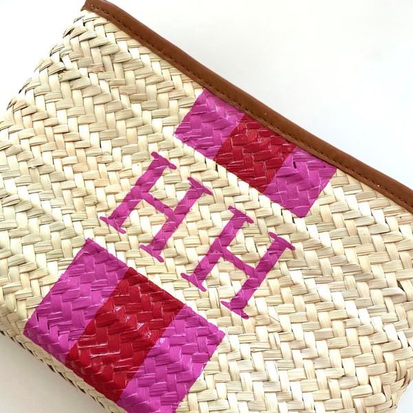 Personalised/Monogrammed Straw Clutch Bag, Customized Clutch Bag/Evening Bag/Holiday Bag - 'Barcelona'