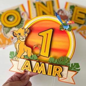 Lion King themed name banner, Lion King themed birthday banner, Lion King themed Cake Topper, Lion King themed cupcake toppers