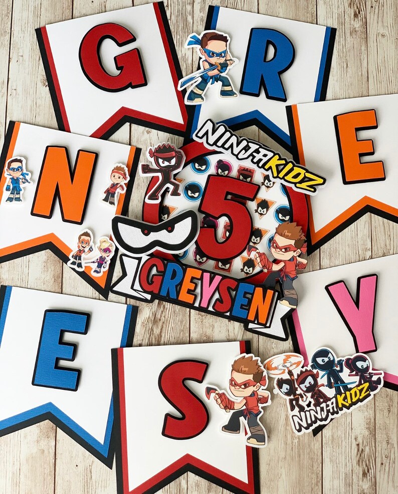 Ninja Kidz cake topper Ninja Kidz Happy birthday banner | Etsy