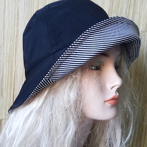 Woman cotton double-sided hat with wide brim, cotton Sun hat, travel hat, wide brim summer hat, black cotton hat,  Active style woman hat