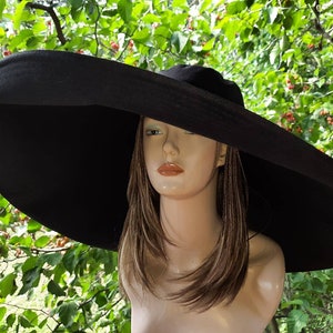 Extra large brim sun hat, women's Sun hat, wide brim summer hat, linen sun hat, linen hat with extra wide brim, black sun protection hat