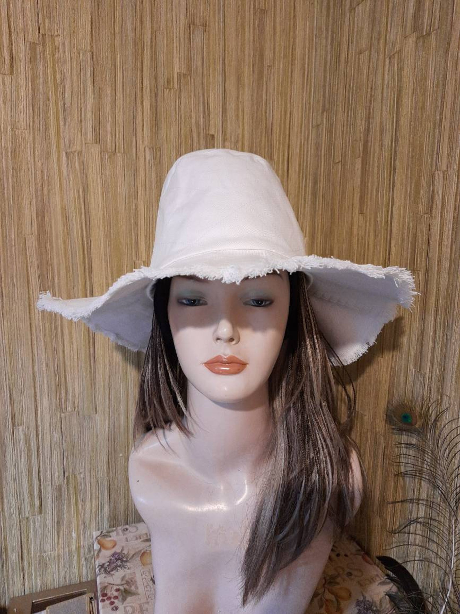 Women's White Cotton Denim Bucket Hat Fashion Travel Hat Etsy