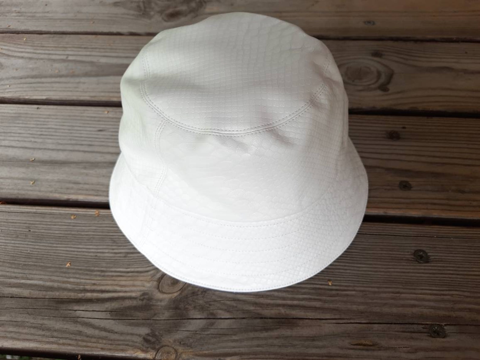 White vegan leather rain bucket hat women travel hat white | Etsy