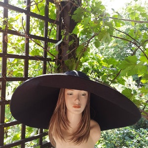 Extra large brim sun hat, women's Sun hat, wide brim summer hat, linen sun hat, linen hat with extra wide brim, black sun protection hat image 10