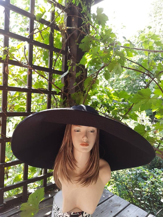 Extra Large Brim Sun Hat, Women's Sun Hat, Wide Brim Summer Hat, Linen Sun Hat, Linen Hat with Extra Wide Brim, Black Sun Protection Hat