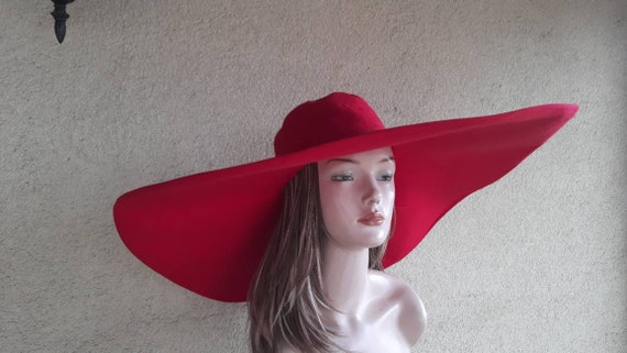 Extra Extra Wide Brim Sun Hat, Women's Wide Brim Sun Natural Linen Sun Hat  With Extra Large Brim, Sun Protection Red Hat, Choose Color,ties -   Canada