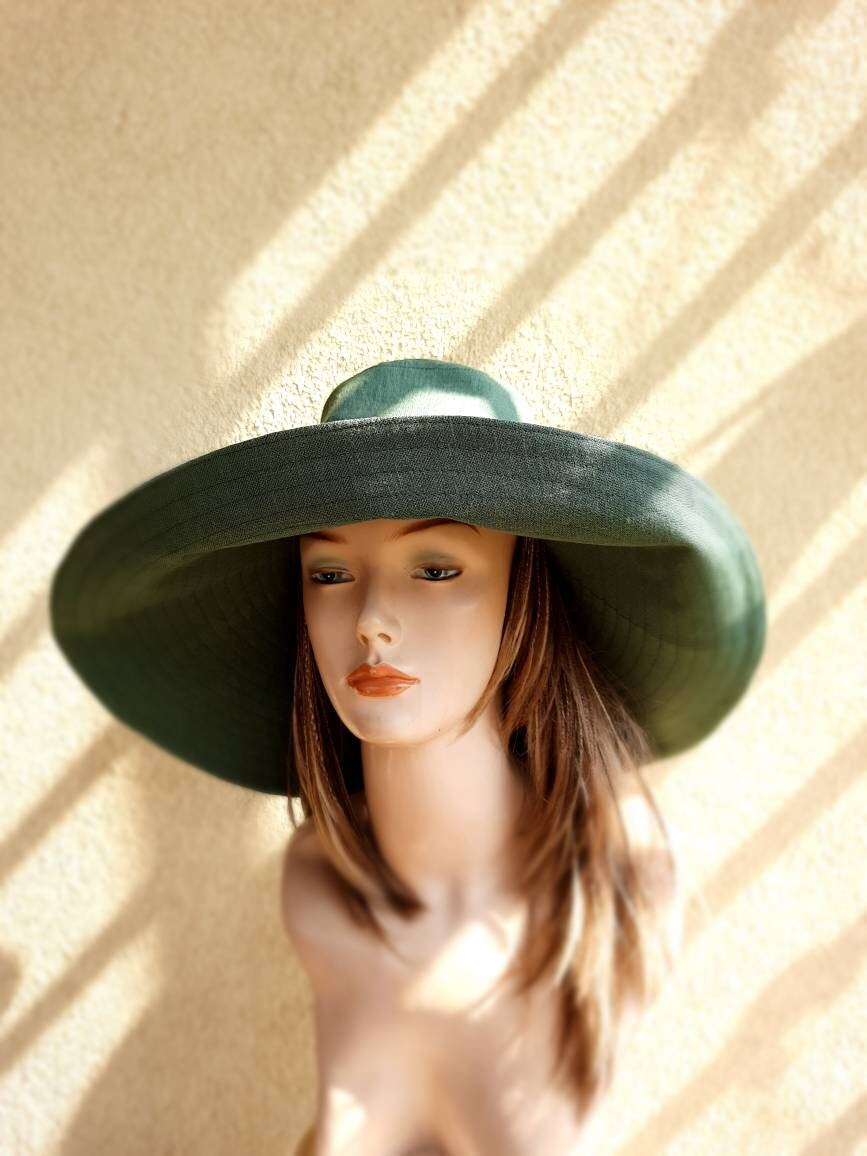 Forestgreen Linen Sun Hat Panama Dark 