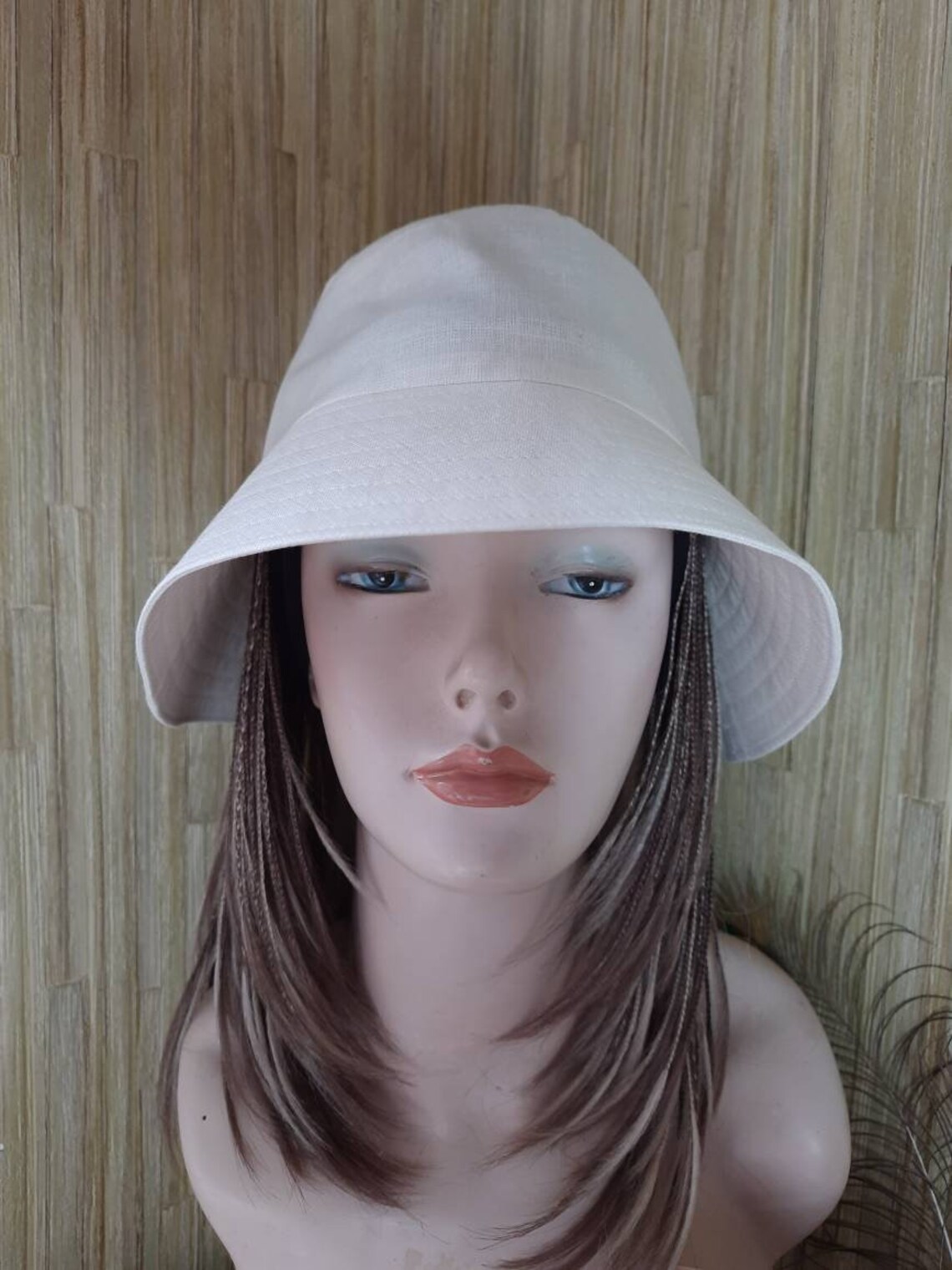 Women's cream linen sun hat with brim 3 inch summer linen Etsy