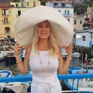 Extra extra large brim sun hat, women&#39;s wide brim sun natural linenen  sun hat, linen hat with extra, sun protection hat, choose color, ties