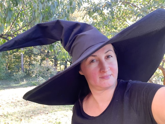 Extra Large Witch Hat, Extra Wide Brim Witch Hat, Black Witch's